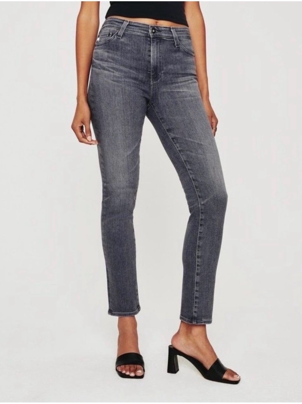 AG Adriano Goldschmied Mari High Rise Slim Straight Grey Jeans Size 29